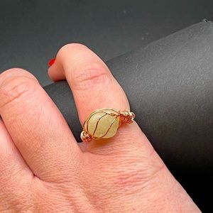 Copper Wire Wrapped Aventurine Ring
